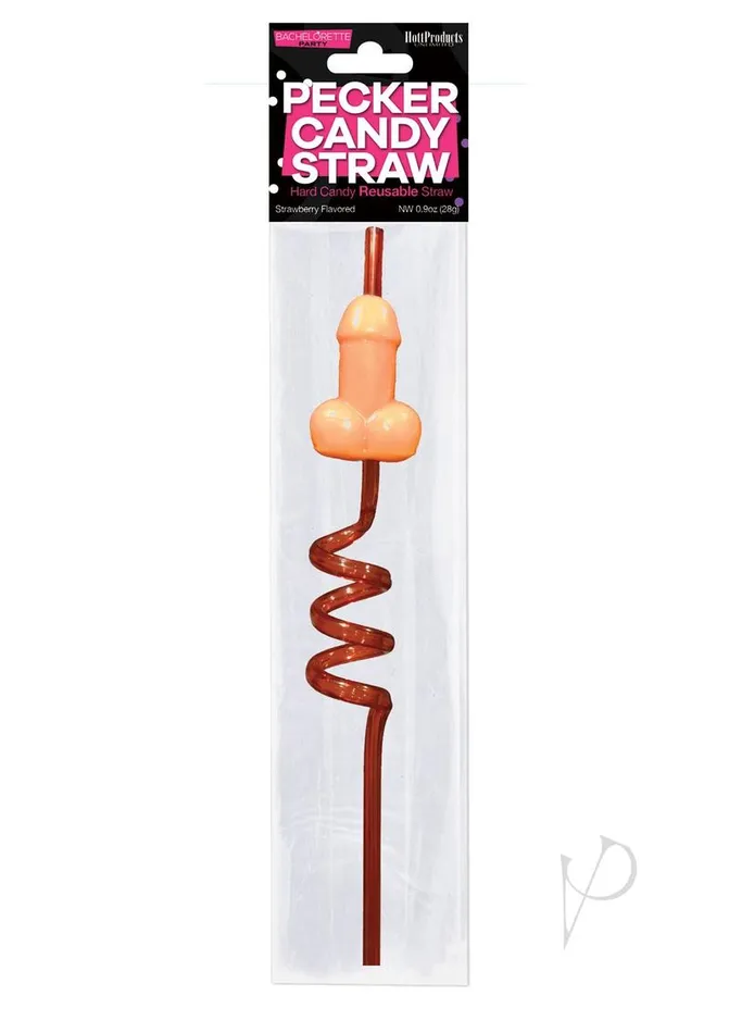 Bachelorette Dildos Candy Pecker Straw Strawberry Flavored Lollipop