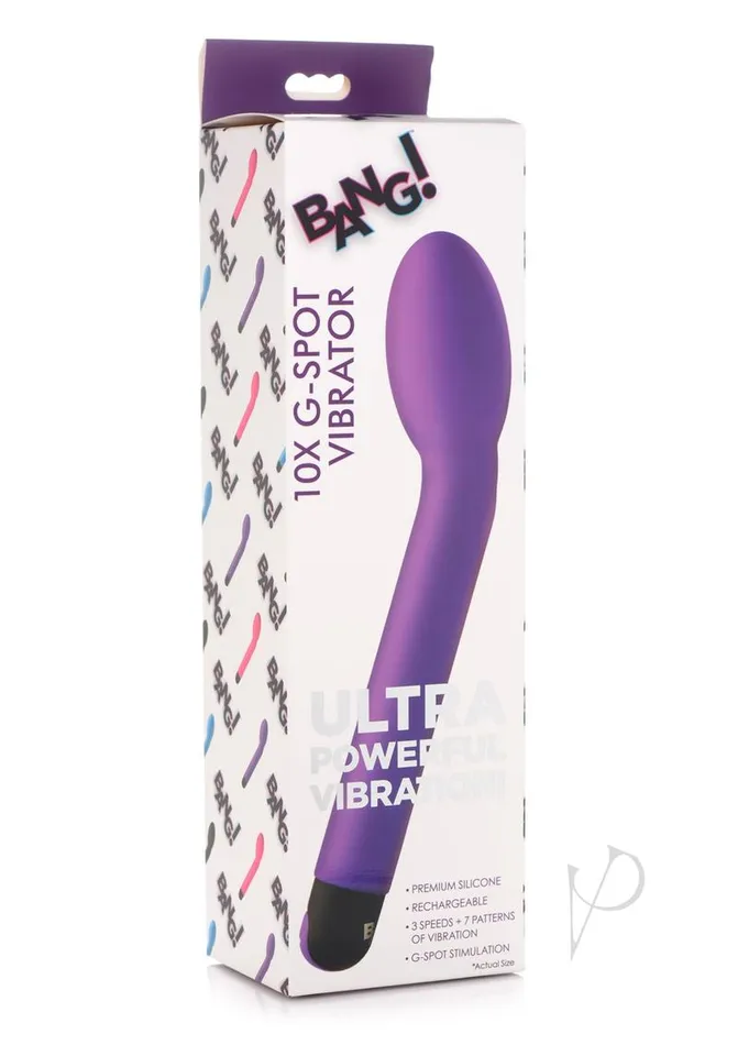 Bang 10X Rechargeable Silicone GSpot Vibrator Purple Bang Vibrators