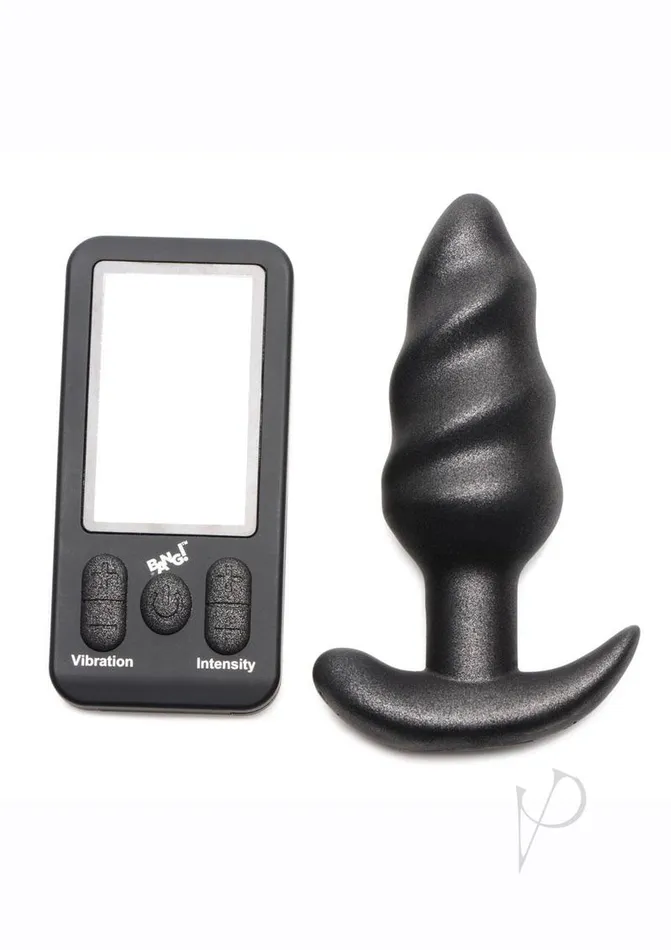 Bang 25x Rechargeable Silicone Swirl Anal Plug with Remote Control Black Bang Male Sex Toys