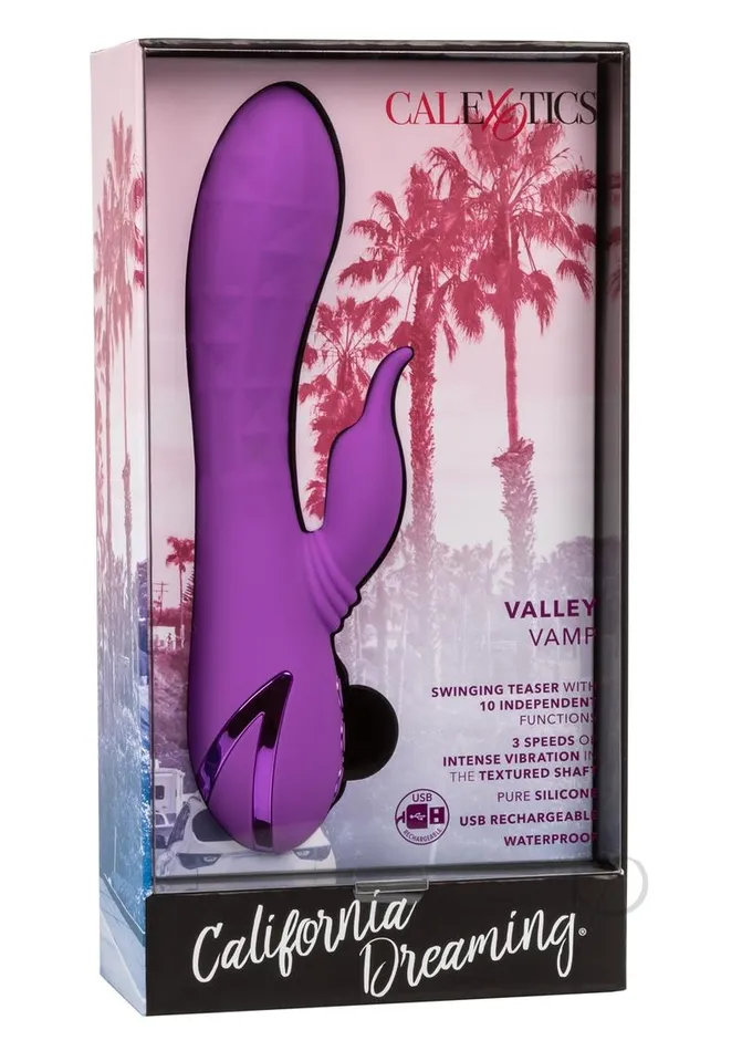 California Dreaming Vibrators California Dreaming Valley Vamp Rechargeable Silicone Rabbit Vibrator Purple California Dreaming Vibrators California Dreaming Valley Vamp Rechargeable Silicone Rabbit Vibrator Purple