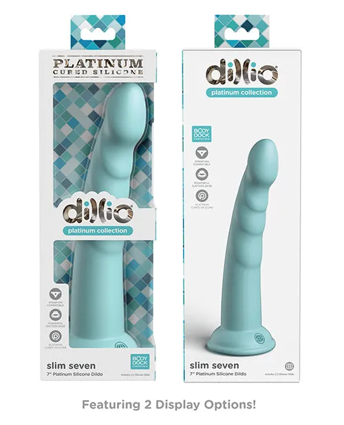 Dillio Platinum Slim Seven Silicone Dildo 7in Teal Dillio Dildos