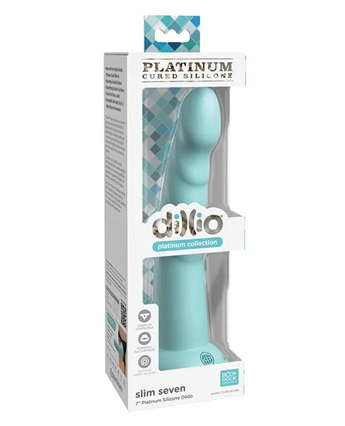 Dillio Platinum Slim Seven Silicone Dildo 7in Teal Dillio Dildos