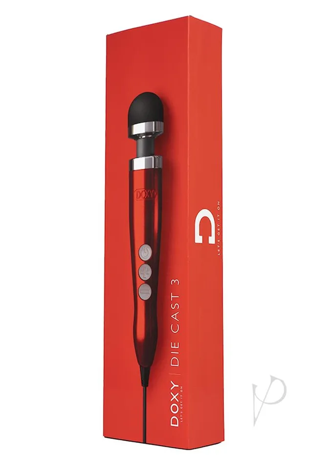 Doxy Doxy Die Cast 3 Wand PlugIn Vibrating Body Massager Red Female Sex Toys Doxy Doxy Die Cast 3 Wand PlugIn Vibrating Body Massager Red Female Sex Toys