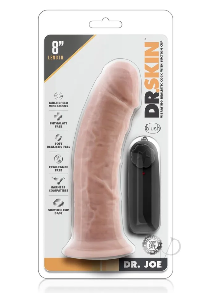 Dr Skin Female Sex Toys Dr Skin Silver Collection Dr Joe Vibrating Dildo with Wired Remote Control 8in Vanilla Dr Skin Female Sex Toys Dr Skin Silver Collection Dr Joe Vibrating Dildo with Wired Remote Control 8in Vanilla