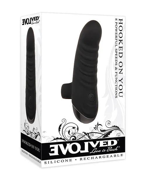 Evolved Hooked On You Silicone Rechargeable Vibrator Black Female Sex Toys
