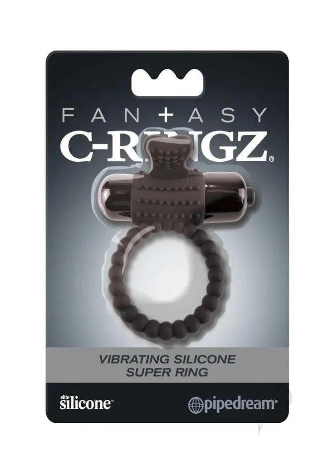 Fantasy CRingz Vibrating Silicone Super Cock Ring with Bullet Black Fantasy C Ringz Male Sex Toys