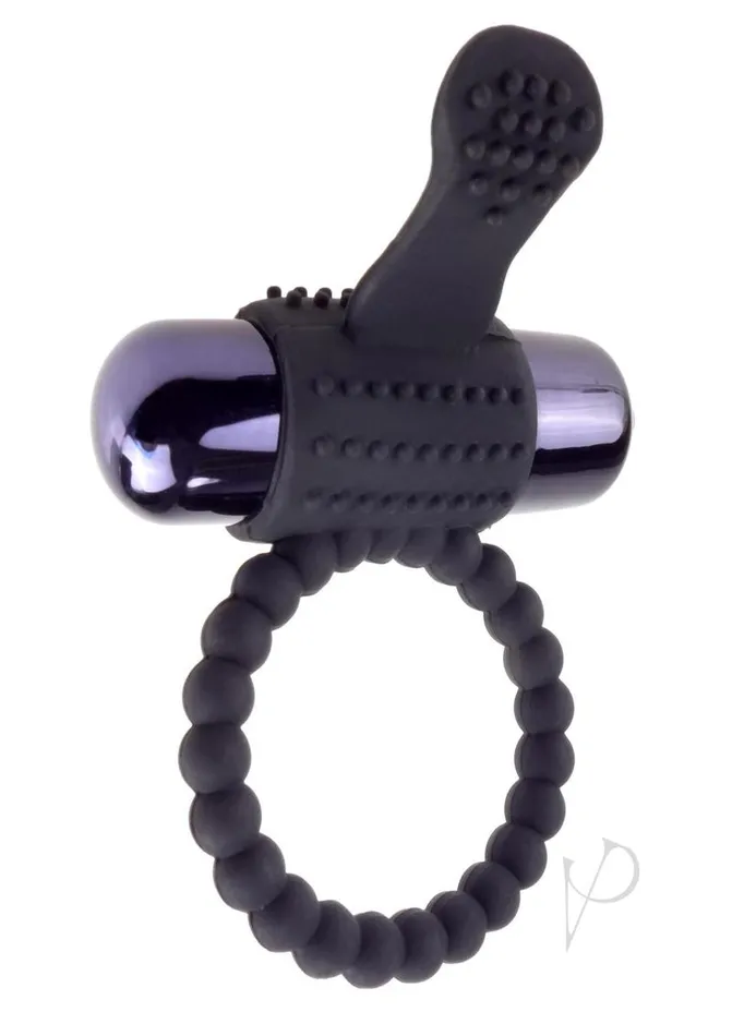 Fantasy CRingz Vibrating Silicone Super Cock Ring with Bullet Black Fantasy C Ringz Male Sex Toys