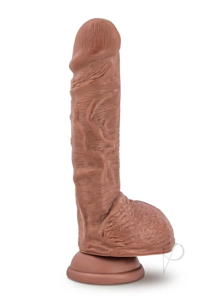 Female Sex Toys Au Naturel Big Billy Dual Dense Dildo with Balls 9in Caramel Au Naturel