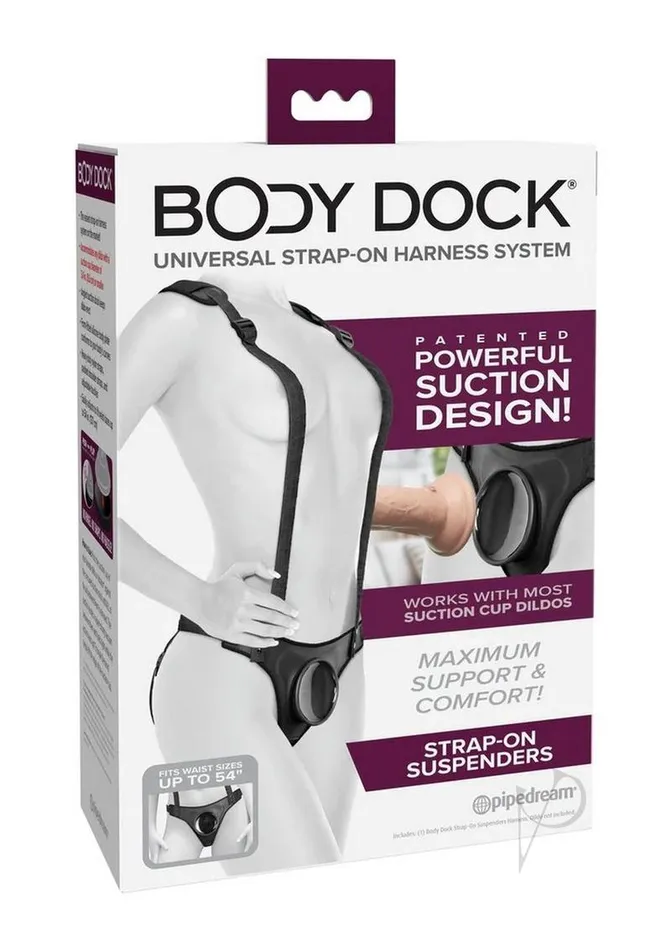 Female Sex Toys Body Dock StrapOn Suspenders Black Body Dock
