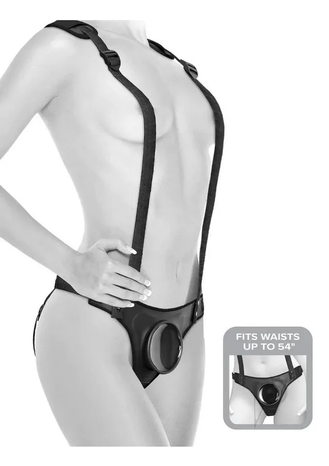 Female Sex Toys Body Dock StrapOn Suspenders Black Body Dock