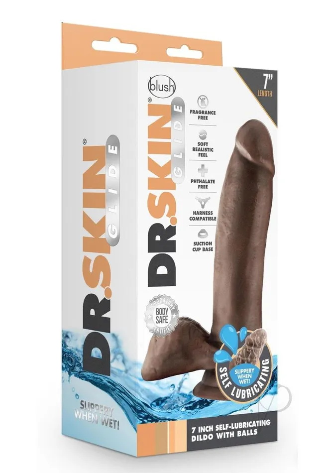 Female Sex Toys Dr Skin Glide Self Lubricating Dildo with Balls 7in Chocolate Dr Skin Female Sex Toys Dr Skin Glide Self Lubricating Dildo with Balls 7in Chocolate Dr Skin