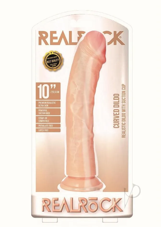 Female Sex Toys Real Rock RealRock Curved Realistic Dildo with Suction Cup 10in Vanilla Female Sex Toys Real Rock RealRock Curved Realistic Dildo with Suction Cup 10in Vanilla