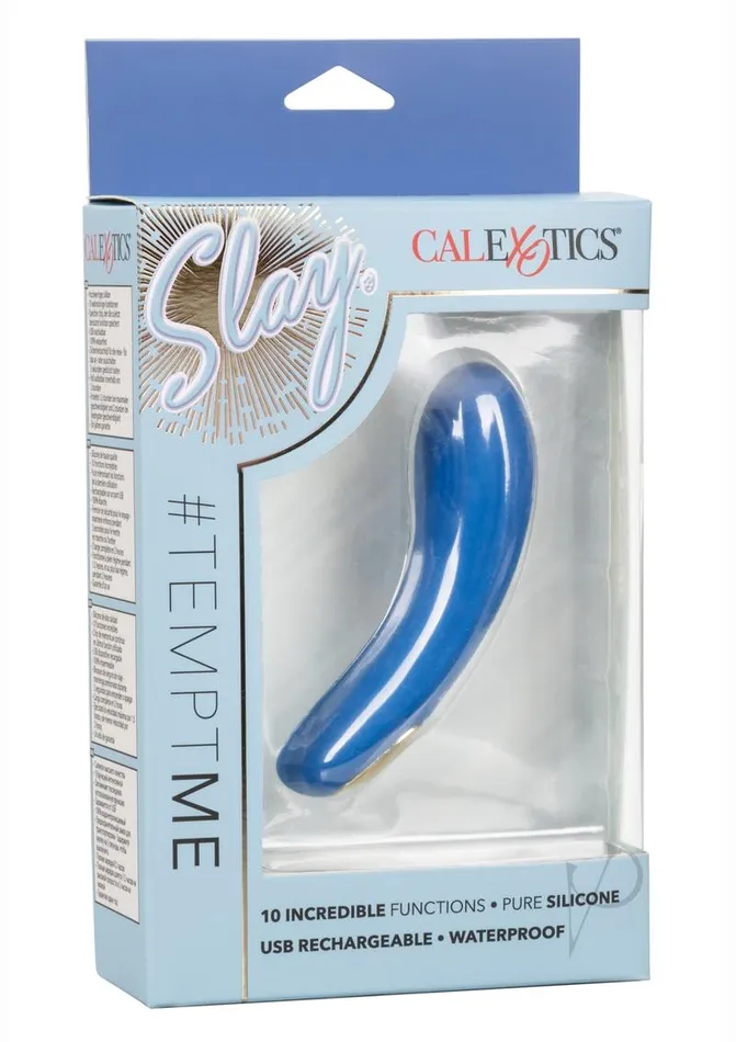 Female Sex Toys Slay Slay TemptMe Silicone Rechargeable Bullet Blue