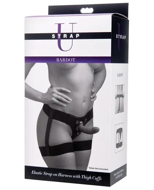 Female Sex Toys Strap U Bardot Elastic Strap On Harness With Thigh Cuffs Black Strap U