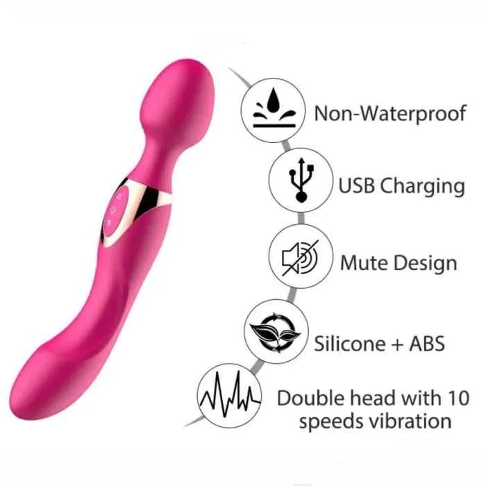 Female Sex Toys Wild Night Fantasies Curved Double Ended Wand Massager