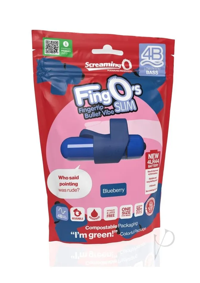 Fing O Female Sex Toys 4B FingO Slim Finger Vibrator Blueberry