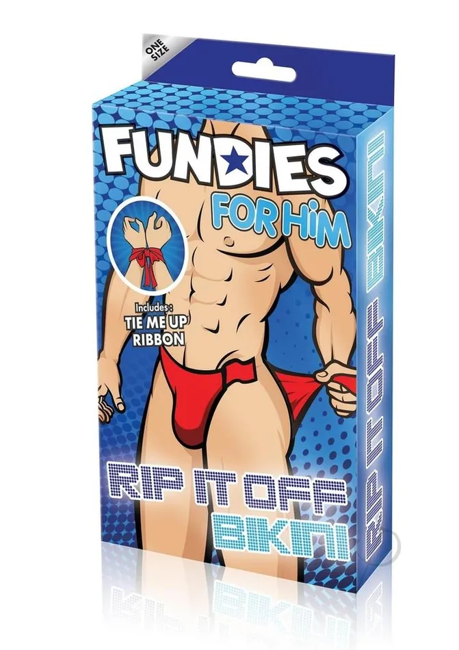 Fundies Vibrators Fundies Rip it Off Bikini with Red Satin Ribbon OS Red