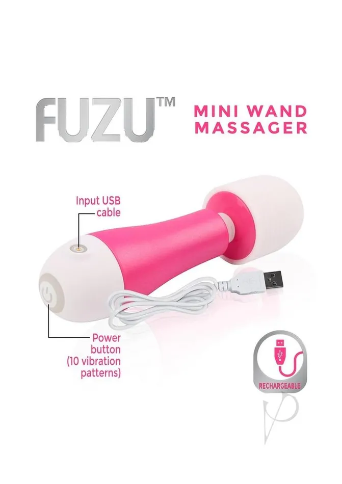 Fuzu Female Sex Toys Fuzu Rechargeable Silicone Mini Wand Massager Pink