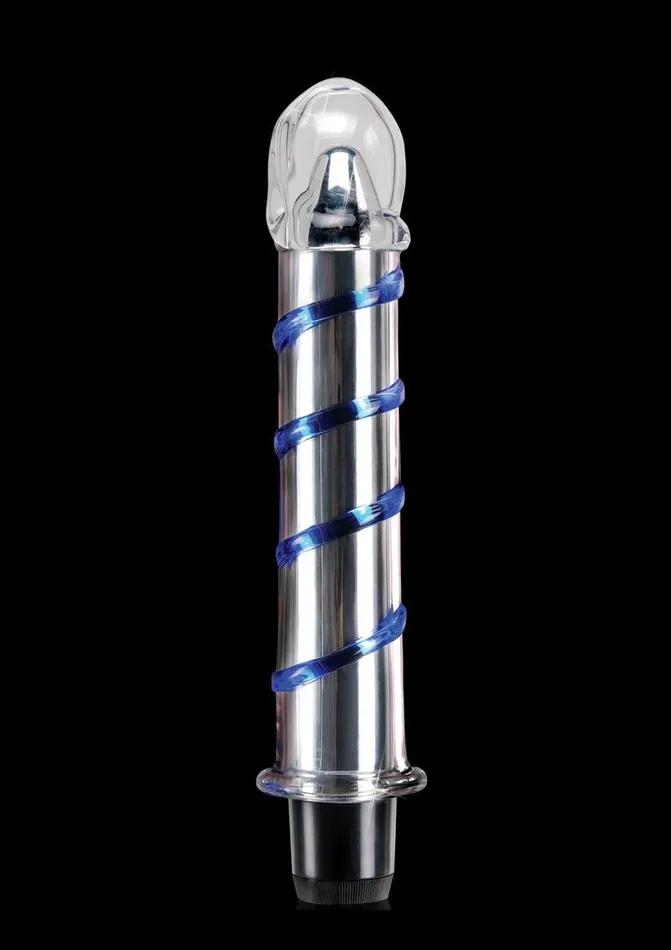 Icicles No 20 Textured Glass Vibrator ClearBlue Icicles Dildos