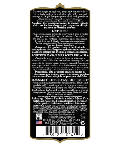 Kama Sutra Naturals Massage Oil Island Passion Berry 8oz Naturals Massage Oil Couples