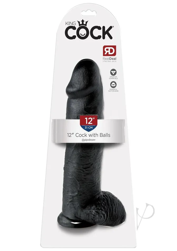 King Cock Dildo with Balls 12in Black King Cock Dildos