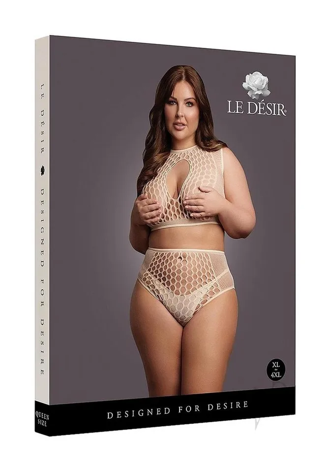 Le Desir Le Desir Duo Net Key Hole Bra Set Queen Beige Dildos