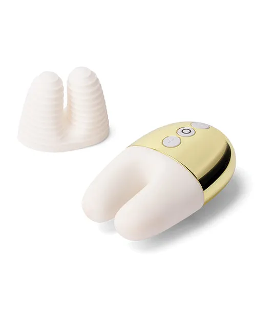 Le Wand Double Vibe Rechargeable Silicone Vibrator WhiteGold Le Wand Female Sex Toys