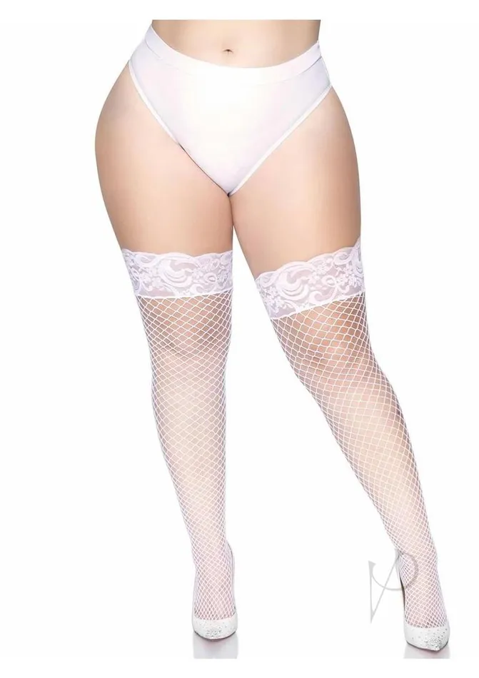 Leg Avenue Female Sex Toys Leg Avenue Spandex Industrial Net Thigh Highs with Stay Up Silicone Lace Top 1X2X White Leg Avenue Female Sex Toys Leg Avenue Spandex Industrial Net Thigh Highs with Stay Up Silicone Lace Top 1X2X White