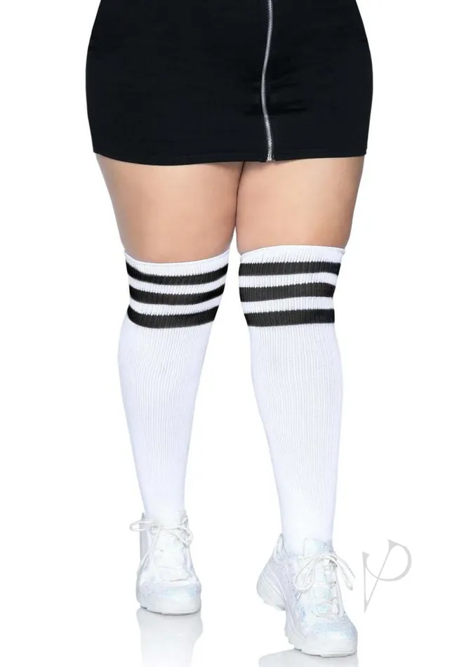 Leg Avenue Over The Knee Athletic Socks 1X2X WhiteBlack Leg Avenue Anal