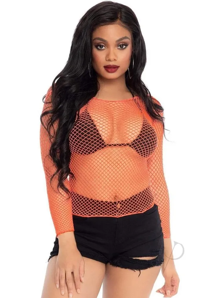 Leg Avenue Vibrators Leg Avenue Spandex Long Sleeved Industrial Net shirt OS Coral Leg Avenue Vibrators Leg Avenue Spandex Long Sleeved Industrial Net shirt OS Coral