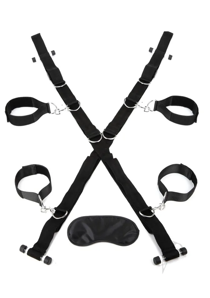 Lux Fetish Over The Door Cross with 4 Universal Soft Restraint Cuffs Black Lux Fetish Couples Lux Fetish Over The Door Cross with 4 Universal Soft Restraint Cuffs Black Lux Fetish Couples