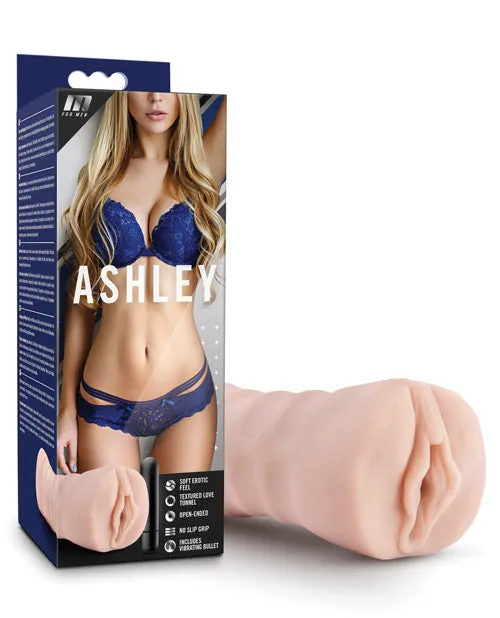 M For Men Male Sex Toys M for Men Ashley Vibrating Masturbator with Bullet Pussy Vanilla
