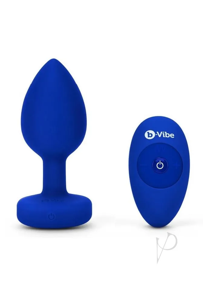Male Sex Toys B Vibe BVibe Vibrating Jewel Plug Rechargeable Silicone Anal Plug with Remote Control LargeXLarge Navy Blue