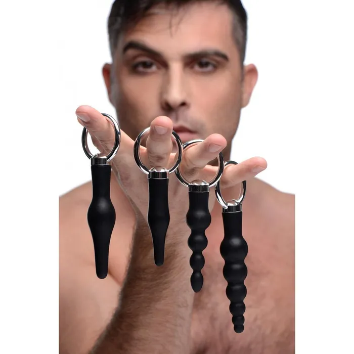 Male Sex Toys Master Series 4 Piece Silicone Anal Ringed Rimmer Set