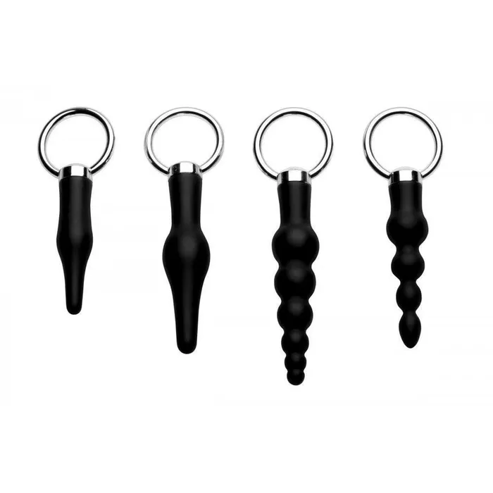 Male Sex Toys Master Series 4 Piece Silicone Anal Ringed Rimmer Set