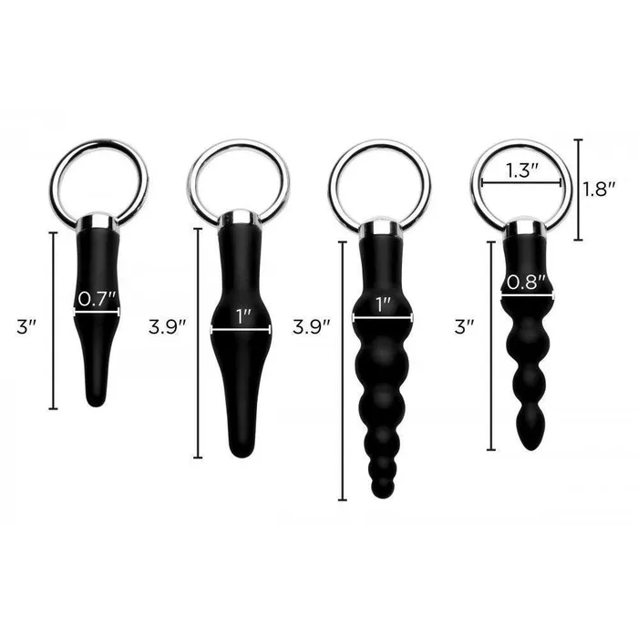 Male Sex Toys Master Series 4 Piece Silicone Anal Ringed Rimmer Set