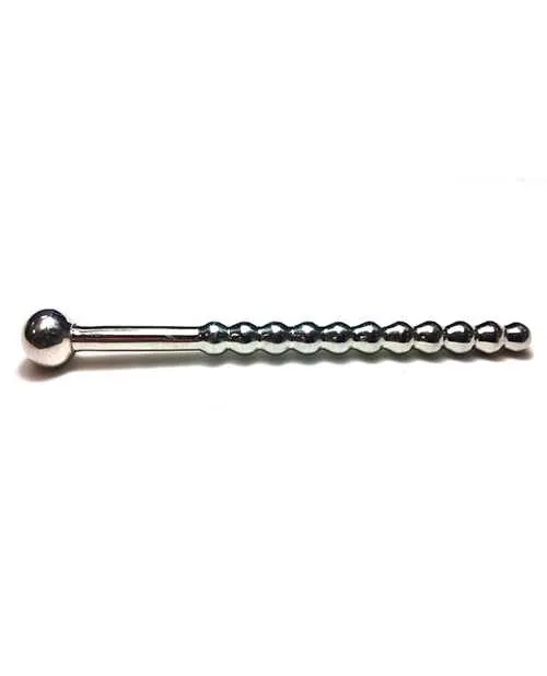 Male Sex Toys Rouge Beaded Stainless Steel Urethral Sound with Stopper Silver Rouge