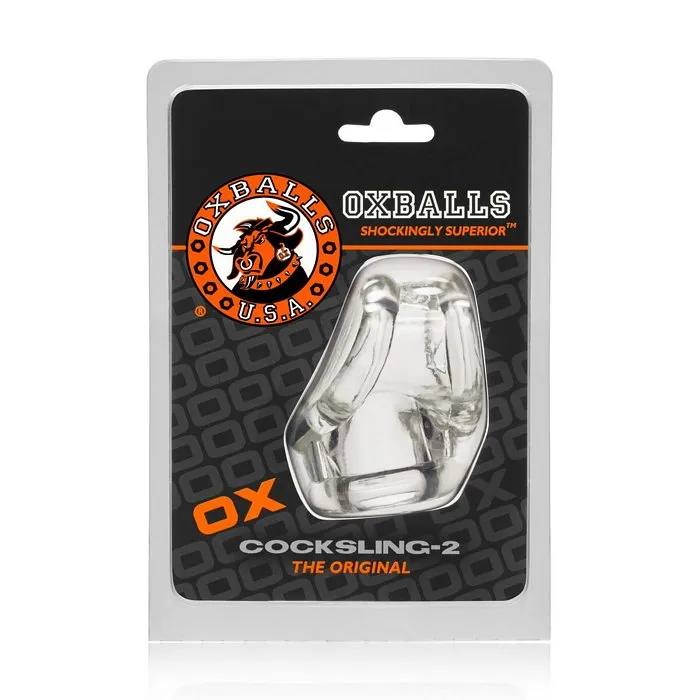 Male Sex Toys SimpleeDiscreet Cocksling 2 Cock Ball Sling Oxballs Clear
