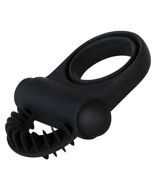 Male Sex Toys Zero Tolerance Zero Tolerance Bell Ringer Rechargeable Silicone Vibrating Cock Ring with Clitoral Stimulator and Ball Strap Black
