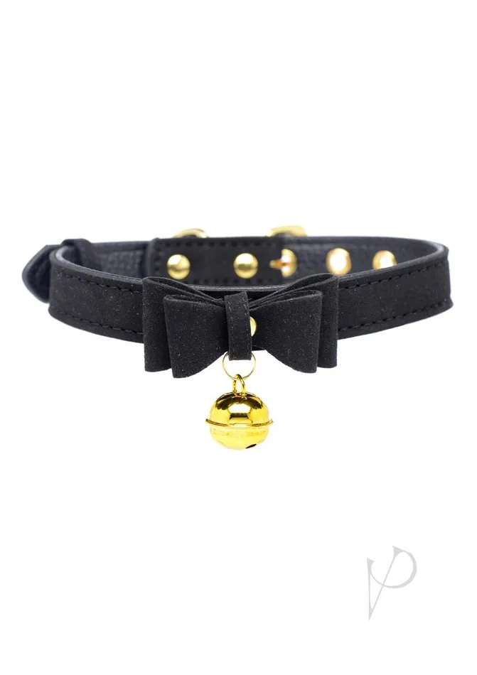 Master Series Anal Master Series Golden Kitty Cat Bell Collar BlackGold