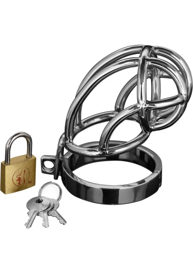 Master Series Male Sex Toys Master Series Captus Locking Chastity Cage Silver