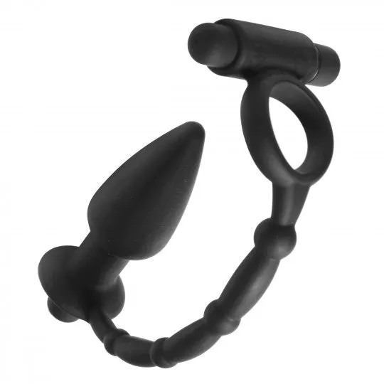 Master Series Male Sex Toys Viaticus Dual Cock Ring and Anal Plug Vibe