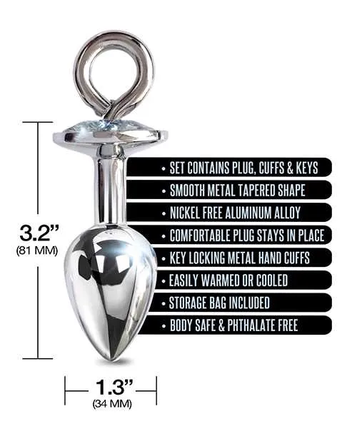 Nixie Anal Nixie Metal Butt Plug wInlaid Jewel Fur Cuff Set Silver Metallic Nixie Anal Nixie Metal Butt Plug wInlaid Jewel Fur Cuff Set Silver Metallic