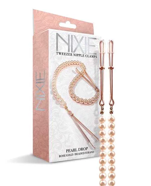 Nixie Vibrators Nixie Pearl Drop Tweezer Nipple Clamps Rose Gold