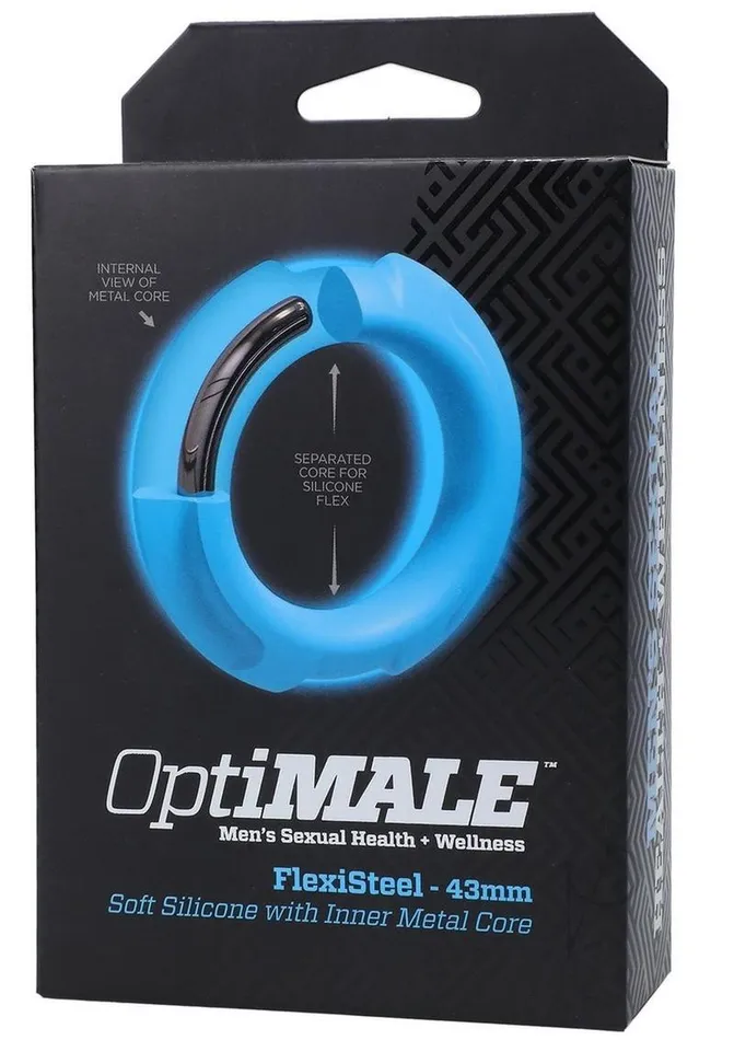 Opti Male Male Sex Toys OptiMALE Flexisteel Soft Silicone With Inner Metal Core Cock Ring 43mm Blue Opti Male Male Sex Toys OptiMALE Flexisteel Soft Silicone With Inner Metal Core Cock Ring 43mm Blue