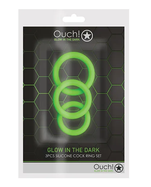 Ouch Male Sex Toys Ouch Cock Ring Silicone Set 3pc Glow in the Dark Green Ouch Male Sex Toys Ouch Cock Ring Silicone Set 3pc Glow in the Dark Green