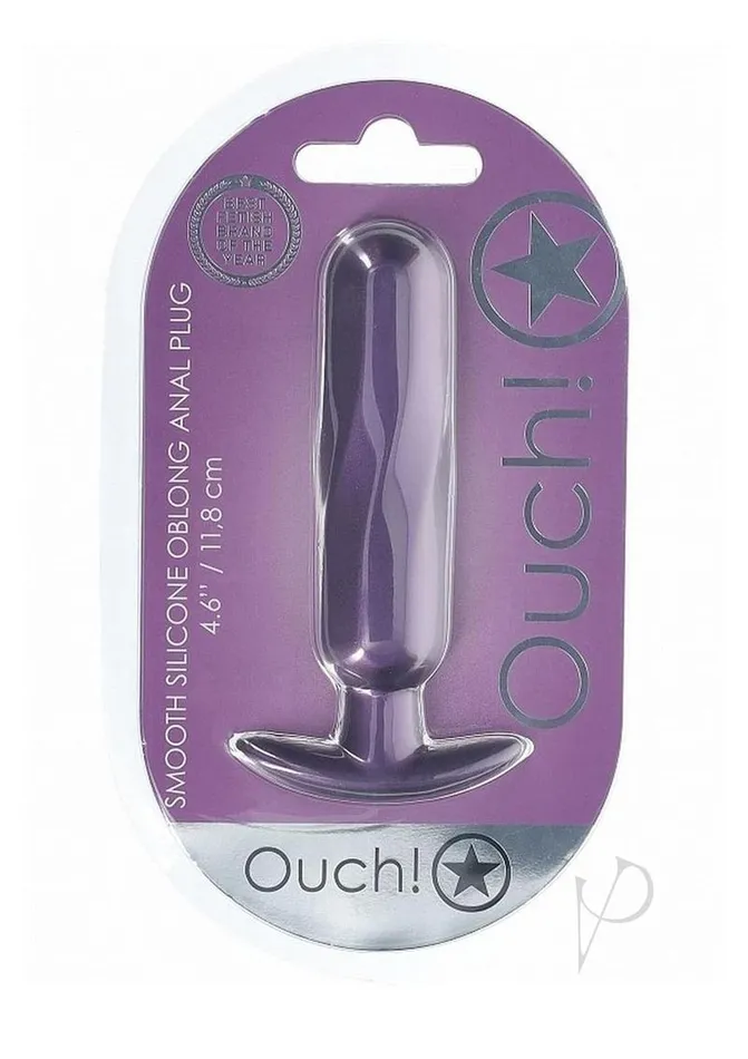 Ouch Oblong Anal Plug Silicone Metallic Purple Ouch Anal