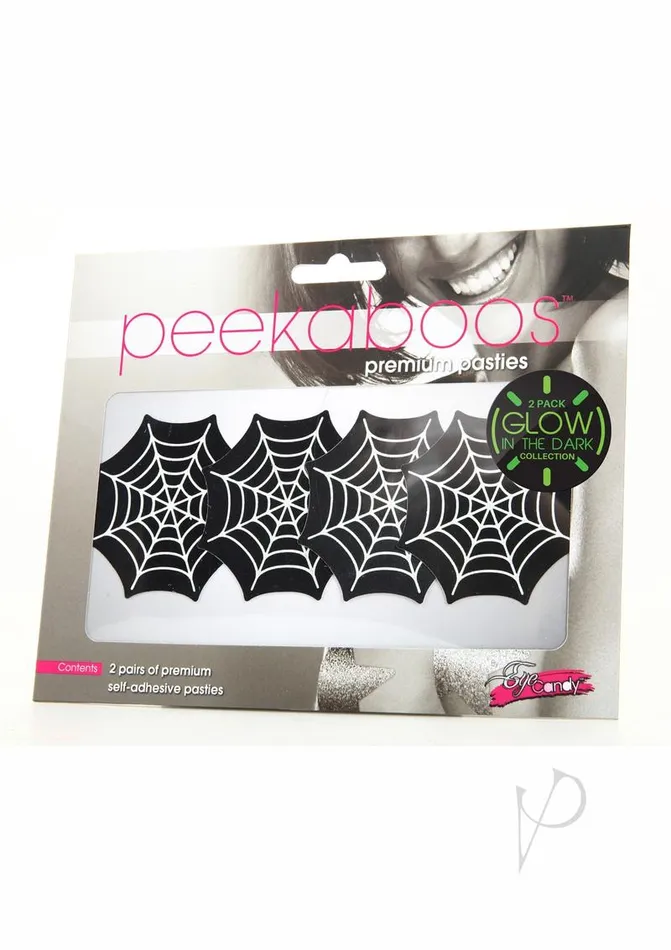 Peekaboo Anal Peekaboo Glow In The Dark Webs Pasties BlackGreen