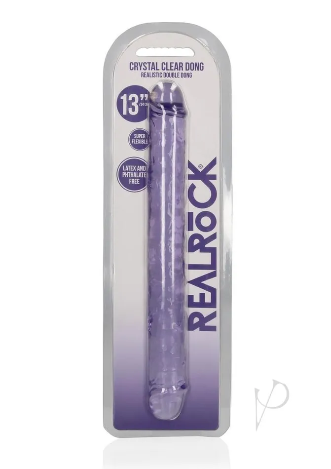 Real Rock RealRock Crystal Clear Double Dong 13in Purple Dildos