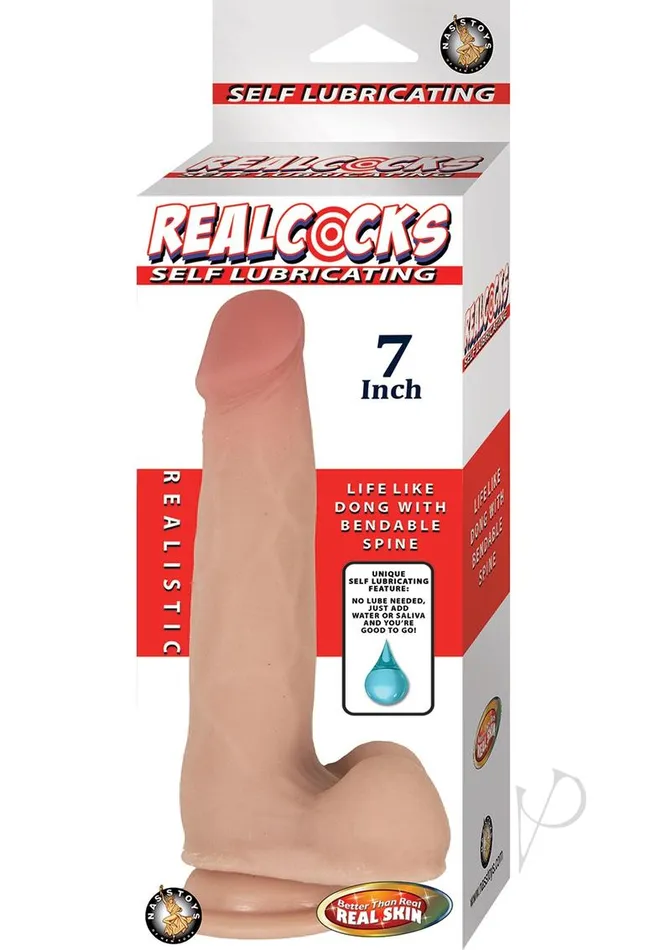 Realcocks Self Lubricating Bendable Dildo with Balls 7in Vanilla Realcocks Dildos Realcocks Self Lubricating Bendable Dildo with Balls 7in Vanilla Realcocks Dildos